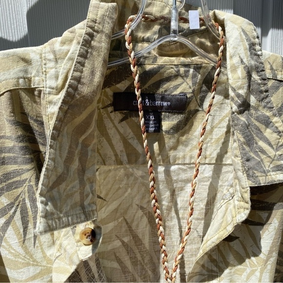 Trendy safari botanical vintage boyfriend style shirt w cottage/tropical vibe - Picture 6 of 10